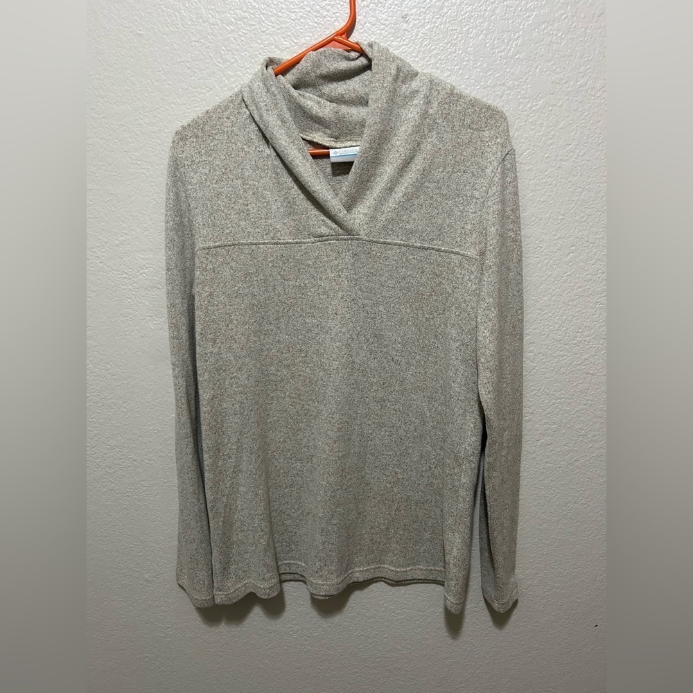 Columbia Beige Cowl Neck Fleece Sweater Outdoor Layer Size Medium